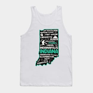 Fishers Indiana cute map Evansville, Carmel, Bloomington, Hammond, Gary, Lafayette Tank Top